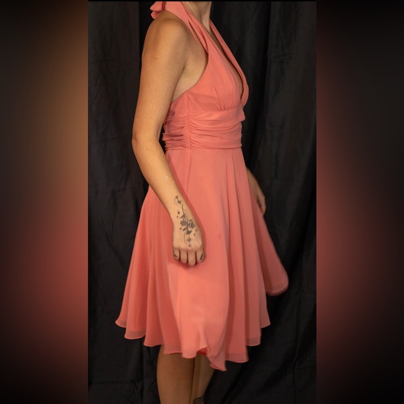 Short chiffon dress peach/coral - Picture 2 of 3